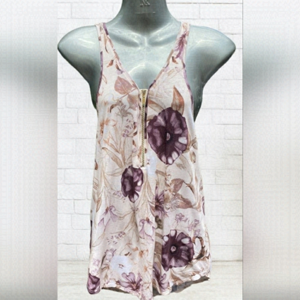 DYNAMITE Floral Print Racerback Tank Top Size XS